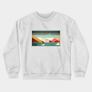 Rocky Coast and Crashing Waves - Abstract Papercraft Landscape Crewneck Sweatshirt